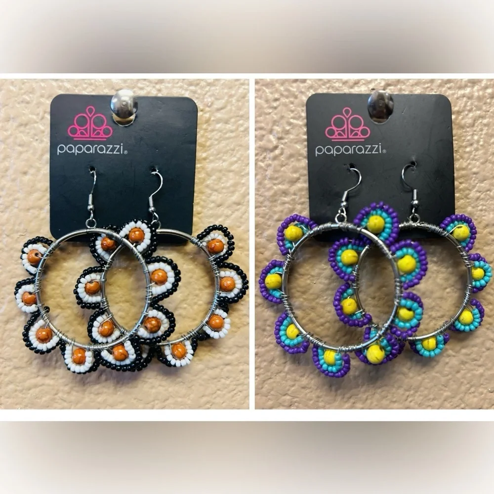 Paparazzi Vibrant Beaded Hoop Earrings- 2 Earrings Set, NWOT